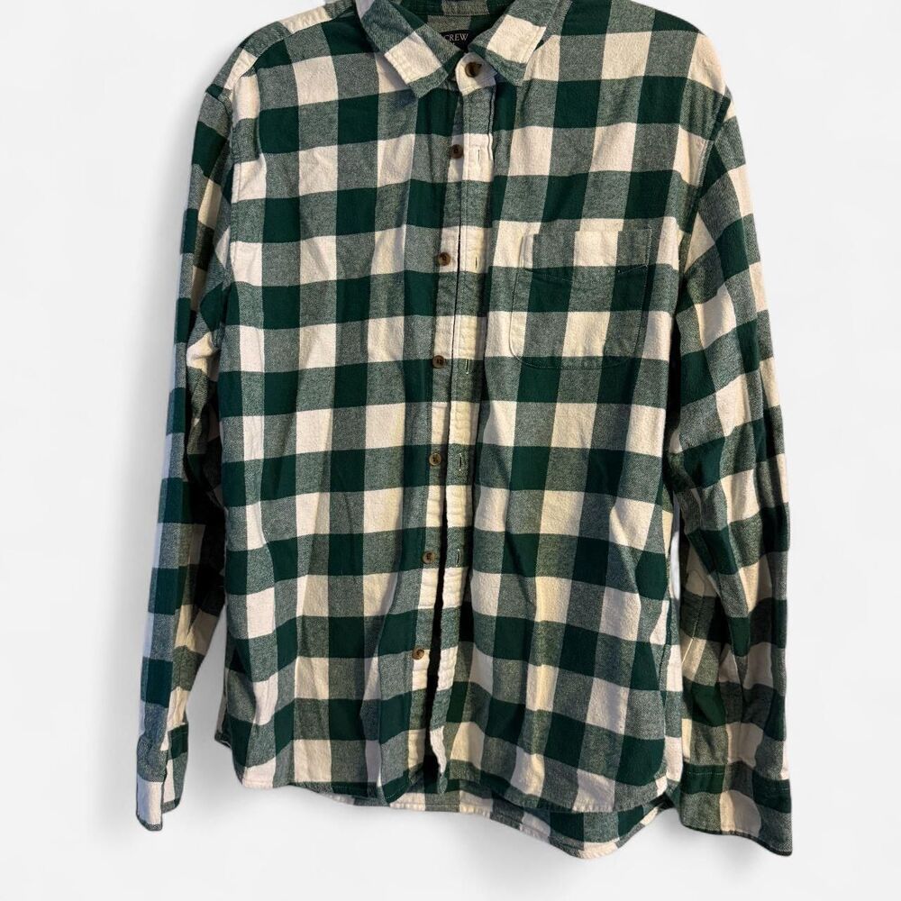 Jcrew Men's Green and White Shirt